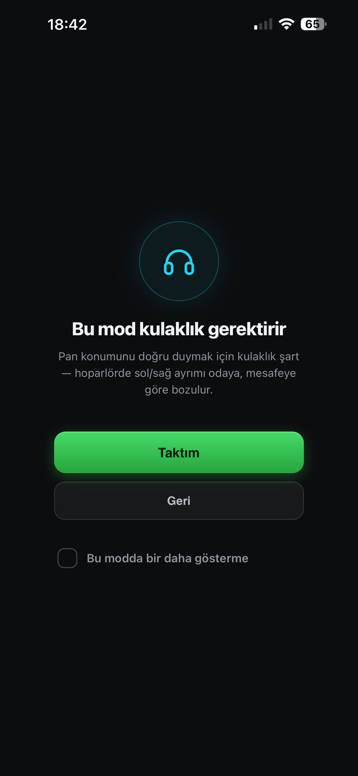 Kulaklık uyarısı ekranı